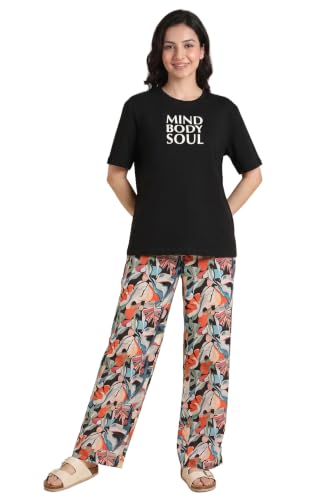 Zivame Abstract Print Cotton Loungewear Set - Tap Shoe, L