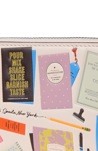 Kate Spade New York Women's Page Turner Bestsellers Print Smooth Leather Small Slim Bifold Wallet, Cream Multi, One Size