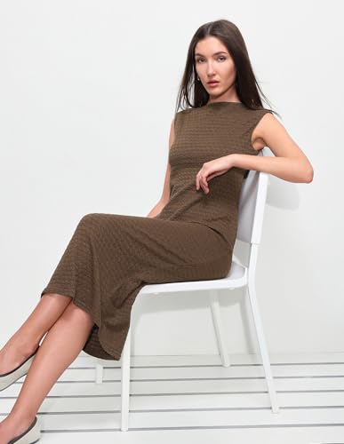 U.S. Polo Assn. Women Women's Textured Fitted Midi Sheath Dress (UWSS26DRS237_Brown_L)