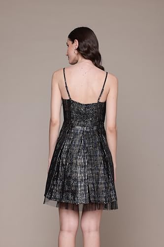 Label RITU KUMAR Black Quinn Jacquard Skater Dress with Camisole