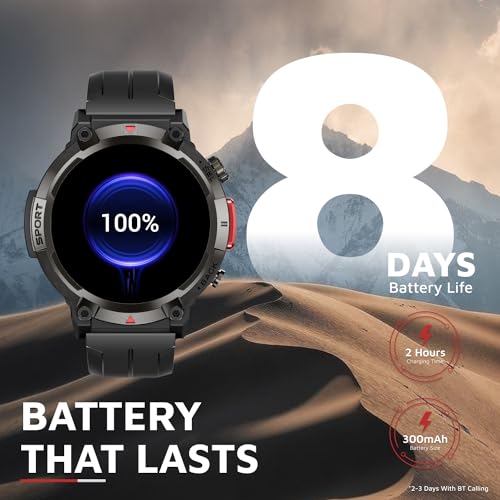 Cult Ranger XR1-1.43" AMOLED Display,Outdoor Rugged Smartwatch for Men, Bluetooth Calling, 8 Days Battery, Continous Heart Rate,100+ Sports Mode, Live Cricket Score, Built-in Flashlight, Free Strap