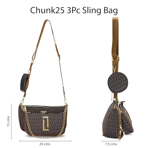 Lavie Luxe Women's Chunk25 Monogram Print Sling Bag | Ladies Purse Handbags | Gift For Women