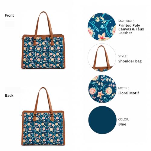 TEAL BY CHUMBAK Office Tote Bag for Women | Stylish Shoulder Bags for College | Professional Canvas Tote Bag | Laptop-Friendly College Bag