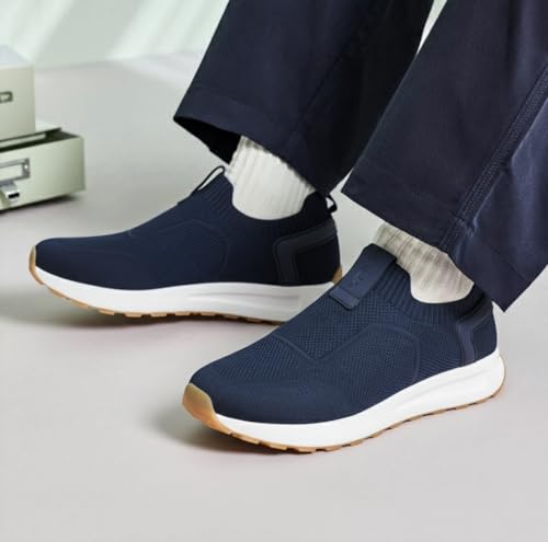 HAUX Men’s Slip-On Running Shoes | Lightweight Sports Sneakers with Memory Foam Cushioning | Walking, Gym, Jogging, Training | Ultra Comfort & Style (Blue, UK Footwear Size System, Adult, Men, Numeric, Medium, 10)