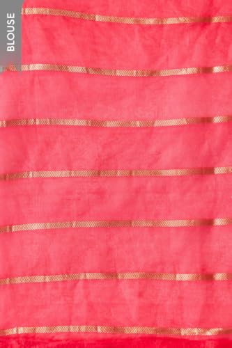 Taneira Pink Pure Silk Organza Kadwa Banarasi SareeWith Unstitched Blouse(SAIH01AD6178-Pink)