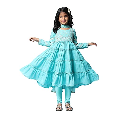 BIBA GIRL SOLID; EMBROIDRED FITTED KID(KW4810_TURQUOISE_7)
