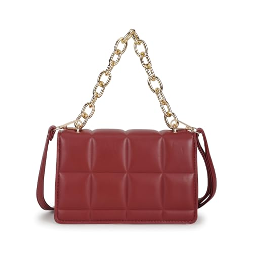 Fastrack Cherry PuffCharm Sling | Quilted Faux-Leather Women’s Handbag | Sling with Chain Accent Handle & Magnetic Closure