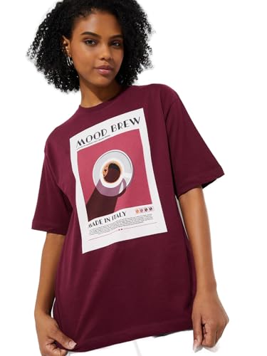 Max URB_N Women Oversized Printed T-Shirt (Red_M)