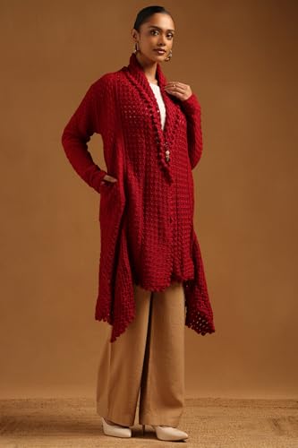 Soch Womens Maroon Acrylic Crochet Winter Shrug