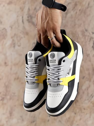 Bacca Bucci Urban Genesis 1.0 Sneakers: The Pinnacle of Street-Smart Elegance with Breathable Perforated Design and Robust Sole for The Modern Trailblazer (Yellow and White, 7)