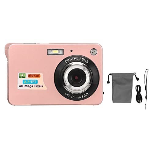 Ubervia Point & Shoot Digital Cameras - Compact Camera Portable 4K Anti Shake Digital Camera for Photography Pink