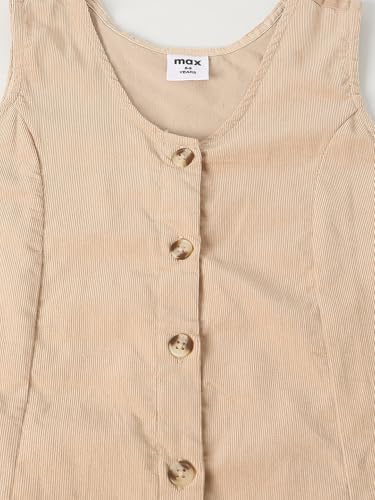 Max Girls Solid Pinafore Dress with T-Shirt (Beige_10-12 Y)