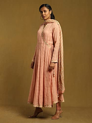 Ritu Kumar Rose Solid Angrakha Style Kurta With Legging And Dupatta