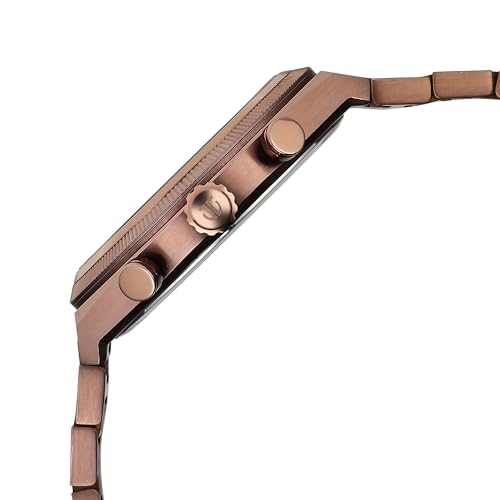 Titan Micromotors Analog with Retrograde Day and Date and Brown Dial Coffee Stainless Steel Strap Watch for Men - 90180QM01