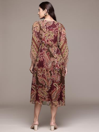 Aarke Ritu Kumar Olive Petal Paisley Midi Dress