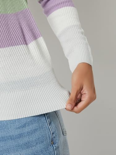 Max Women Striped Slim Fit Sweater (Multicolour_S)