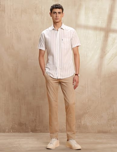 U.S.Polo ASSN. Men's Striped Tailored Fit Shirt (USSHT3133H_Beige