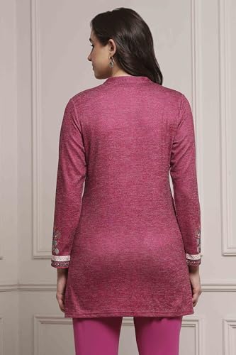 Biba Women Pink Blended Printed Kurta_42