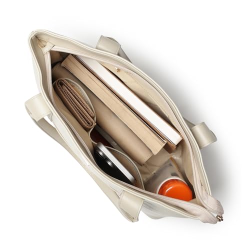 Fastrack Croco Crush Tote | White Faux-Leather Women's Handbag | Textured Croco Design with Gold Hardware | Double Handles, Zipper Closure & Organised Storage