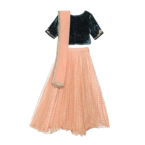 BIBA Girls Girl's Cotton Blend Lehenga Set (KW5620AW23TELNUDPNK_Pink_5)