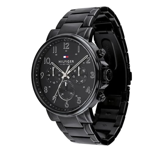 Tommy Hillfiger Quartz Black Dial Black Metal Strap Watch for Men