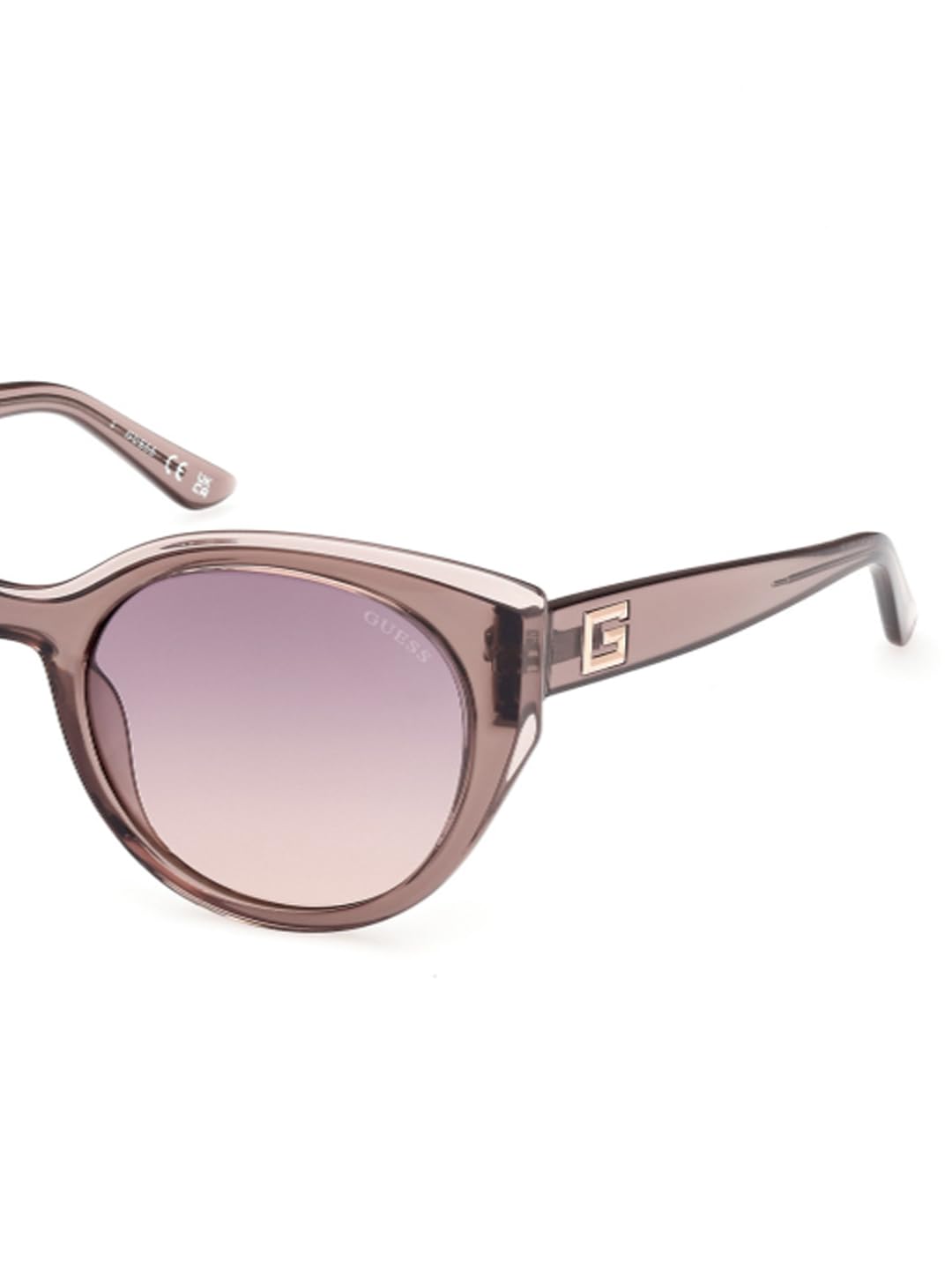 Guess sunglasses| 100% UV protected | Gradient | Full Rim | Oval | Women | Medium | Shiny Crystal Beige Polycarbonate Frame | Gradient Mirror-Violet Lens