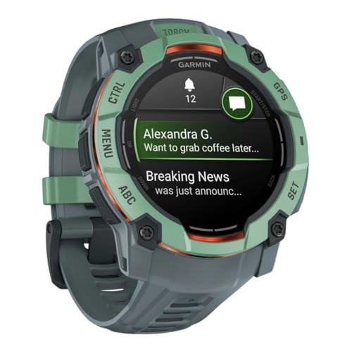 Garmin Instinct® 3 50mm, AMOLED Display, Rugged Outdoor GPS Smartwatch, Metal-Reinforced Bezel, Built-in Flashlight, Up to 18 Days of Battery Life, Neo Tropic/Twilight
