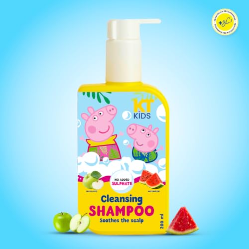KT KIDS Peppa Pig Cleansing Shampoo Pediatrician Approved Ages 3-12 Year Mild Formula Enriched with Green Apple & Watermelon 200ml