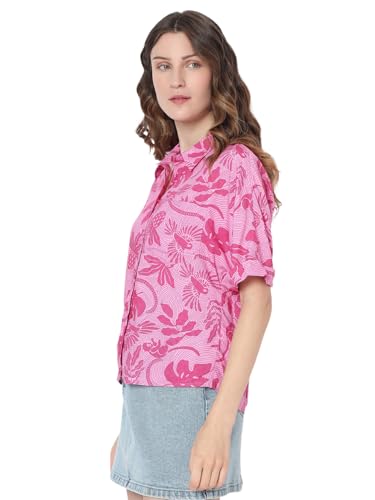 VERO MODA Women's Regular Fit Pink Shirt