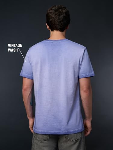 The Souled Store One Piece: Gum-Gum Fruit Men and Boys Short Sleeves Round Neck Lavender Embroidered Casual Lightweight Streetwear Trendy T-Shirts
