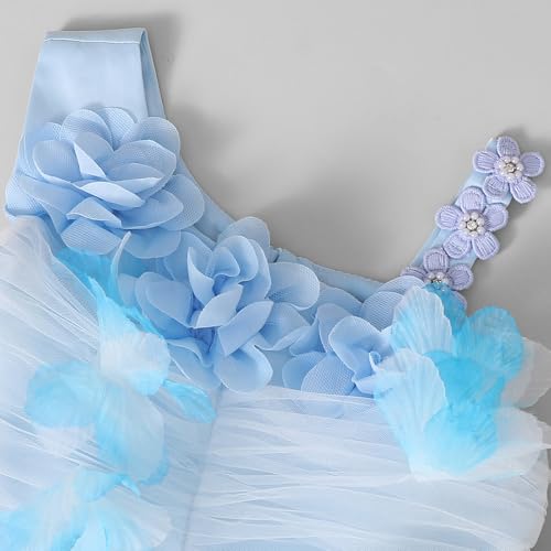 Hopscotch Girls Blue Sleeveless Butterfly Applique Gown for Age (3-4 Years)