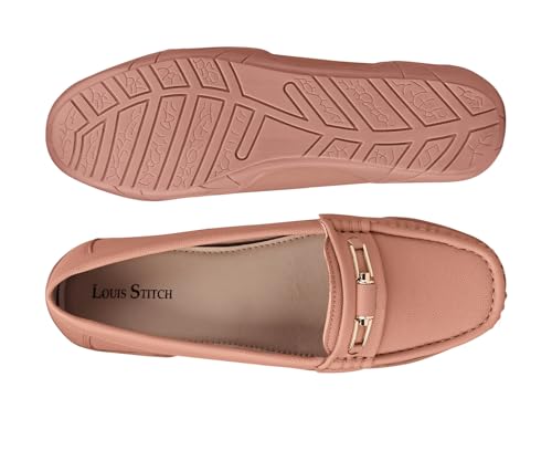 LOUIS STITCH Women’s Premium Pink Slip-On Loafers | Elegant Solid Slip-On Comfort Shoes for Casual and Formal Wear | Slip-On Loafer Shoes for Women | LSLD-BLR-HS03-PK | UK-4