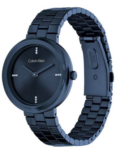 Calvin Klein Twisted Bezel Qtz Basic Slim Blue Round Dial Women's Watch- 25100097