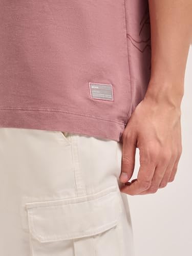 THE BEAR HOUSE Men's Cotton Graphic Oversize Fit Pink T-Shirt