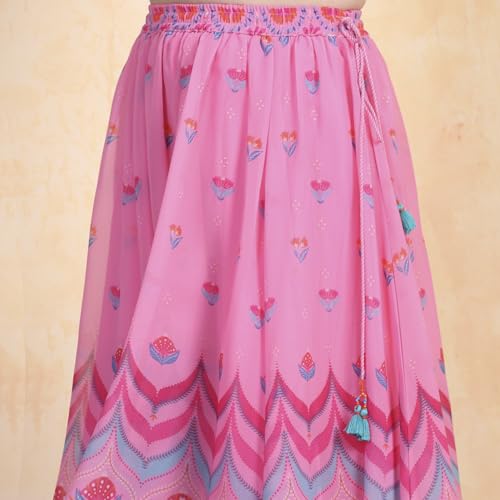 Biba Girl's Polyester Lehenga Set (KWSMCR6248SS25PNK_Pink_2-3 Year)