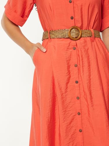 Max Women's Cotton A-Line Below The Knee Dress (SB511002_Orange