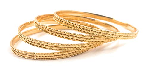 AFJ GOLD 1 Gram Gold Plated Traditional Designer Trendy Daily Wear Plain Bangles Sets for Women & Girls (Bangle 7, 2.8)