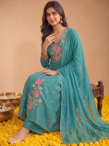 Varanga women's mul chanderi kurta set with chiffon dupatta