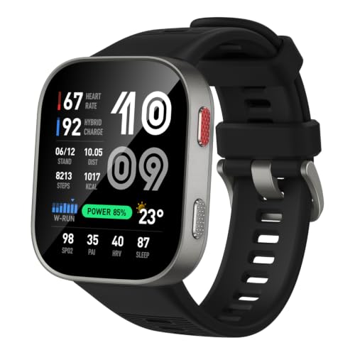 Amazfit Bip Max 50mm Smartwatch, 2.07" AMOLED Display, 20 Days of Battery, GPS, 4GB Storage, Offline Maps, Fitness Tracker, Hybrid Training, 150+ Sports, HYROX Mode, 5 ATM for Android & iPhone, Silver