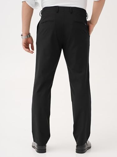The Pant Project Luxury PV Lycra Stretchable Formal Pants for Men | Stylish Relaxed Fit Men's Wear Trousers for Office or Party | Mens Fashion Dress Trouser Pant (Black, 36)