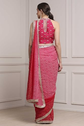 BIBA Printed Cotton Silk Regular Wedding Saree With Blouse