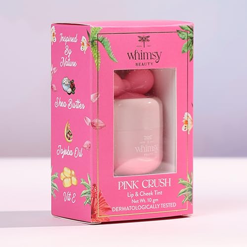 Whimsy Beauty Pink Crush Lip and Cheek Tint for Kids and Pre-Teens, Soft Blendable Colour with Lightweight Cream Texture, Long Wear Finish (4 to 16 years) Organic, Natural, Chemical Free, 10 gms