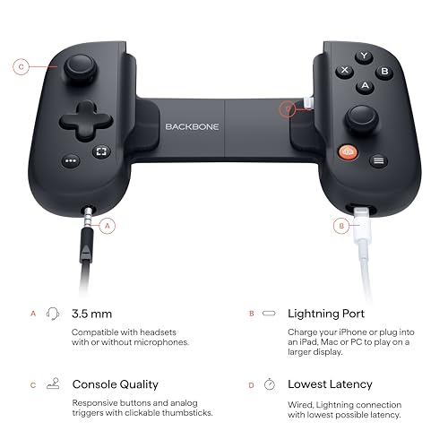 Backbone One Mobile Gaming Controller for iPhone (Lightning) - 2nd Gen - Turn Your iPhone into a Gaming Console - Play Xbox, PlayStation, PC, & App Games (3 Months Apple Arcade Included)