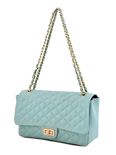 Lychee bags Women Pu Quilted Blue Sling And Handbags