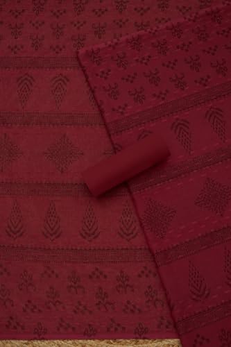 Soch Womens Black Cotton Ethnic Motifs Unstitched Dress Material