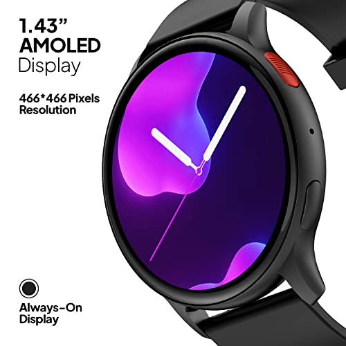 Fire-Boltt Eclipse 1.43" AMOLED Smartwatch, Bluetooth Calling with AI Voice Assistant, 100+ Sports Modes, Curved Full Touch & Calculator