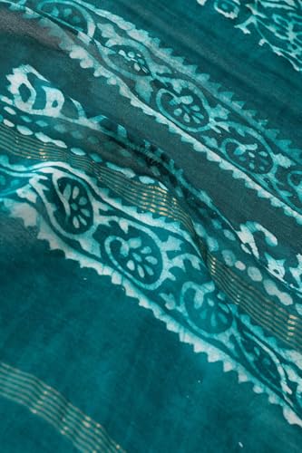 Taneira Women Green Ujjain Pure Silk Cotton Batik Saree with Unstitched Blouse Piece (SAPP01AA4695-Green)
