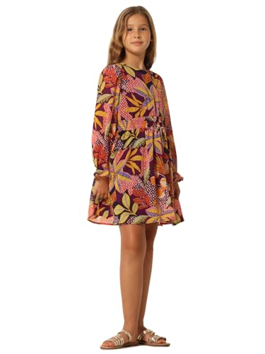 VERO MODA Girls Tropical Print Polyester Multicolor Above Knee Length Fit & Flare Dress