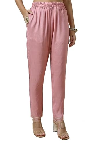 Soch Womens Pink Zari Woven Straight Tissue Suit Set With Sequins