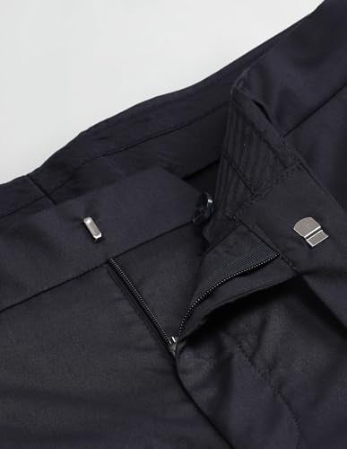 Arrow Men's Blue Solid Mid Rise Polyester Hook and Eye Slim Fit Flat Front Slant Pocket Trousers (ARAITR2082_Blue_42)